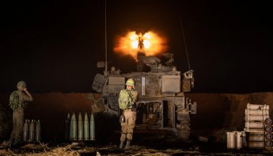 Israeli artillery firing toward Gaza